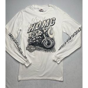 VINTAGE Biker Built Carson City Harley Davidson Long Sleeved Tee Size Large